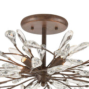 Atlas Lighting Crislett 28in 4-Light Semi Flush Mount | Transitional Sunglow Bronze and Clear Crystal | Dining Room & Living Room | Model CL12166-BZ