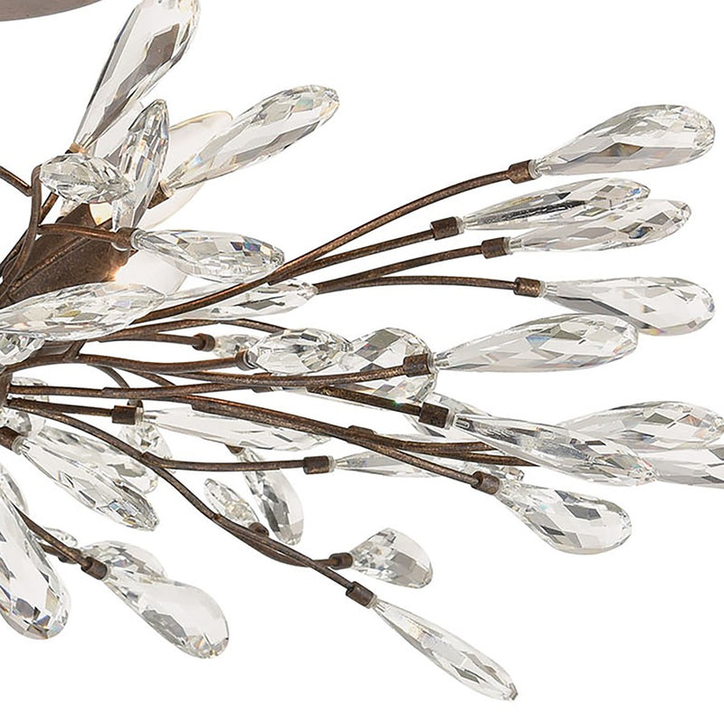 Atlas Lighting Crislett 28in 4-Light Semi Flush Mount | Transitional Sunglow Bronze and Clear Crystal | Dining Room & Living Room | Model CL12166-BZ