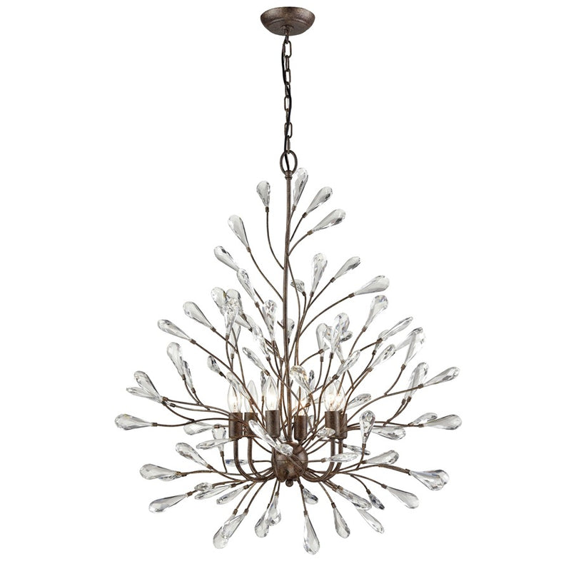Atlas Lighting Crislett 31in 6-Light Chandelier | Traditional Sunglow Bronze and Clear Crystal | Dining Room & Foyer | Model CL12167-BZ