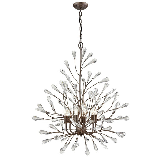 Atlas Lighting Crislett 31in 6-Light Chandelier | Traditional Sunglow Bronze and Clear Crystal | Dining Room & Foyer | Model CL12167-BZ