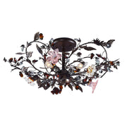 Atlas Lighting Cristallo Fiore 27in 3-Light Semi-Flush Mount | Traditional Bronze and Multicolor Crystal | Entryway & Dining Room | Model CL12174-BZ