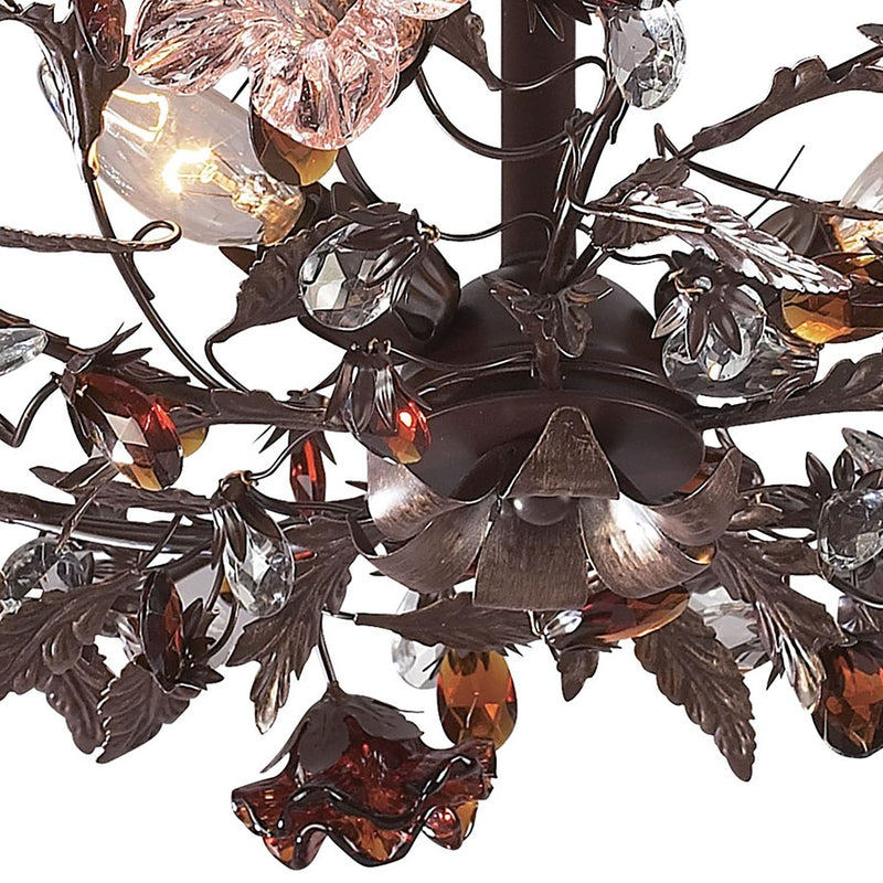 Atlas Lighting Cristallo Fiore 27in 3-Light Semi-Flush Mount | Traditional Bronze and Multicolor Crystal | Entryway & Dining Room | Model CL12174-BZ