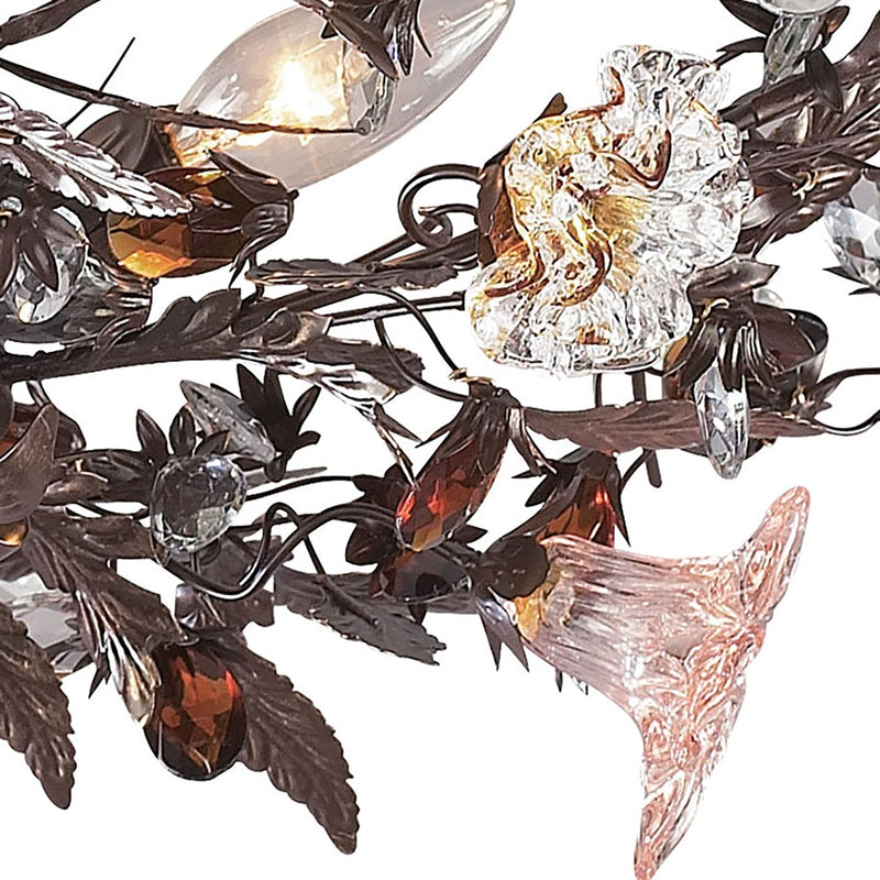 Atlas Lighting Cristallo Fiore 27in 3-Light Semi-Flush Mount | Traditional Bronze and Multicolor Crystal | Entryway & Dining Room | Model CL12174-BZ