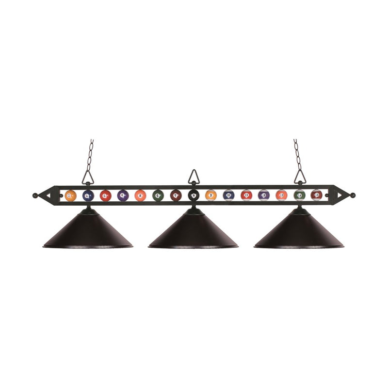 Atlas Designer Classics 58in 3-Light Linear Chandelier | Transitional Matte Black Metal | Kitchen Island & Dining Room | Model CL12203-BK1