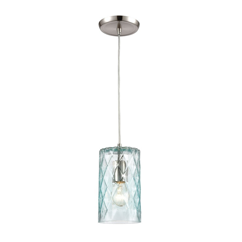 Atlas Lighting Diamond Pleat 5" 1Lt Pendant, Satin Nickel/Blue - CL12204-BL