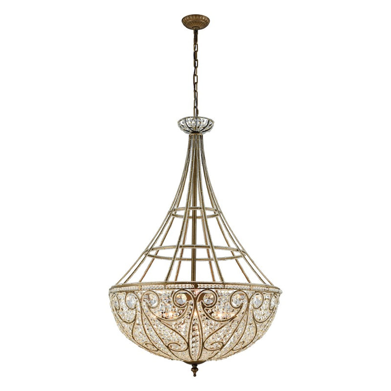 Atlas Elizabethan 28in 10-Light Chandelier | Traditional Dark Bronze and Clear Crystal | Dining Room & Entryway | 28 x 28 x 45 in | Model CL12218-BZ