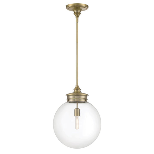 Atlas Lighting Emma 14'' Wide 1Lt Pendant, Antique Brass/Clear