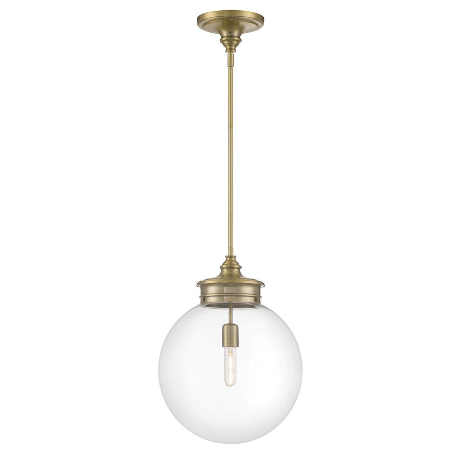 Atlas Lighting Emma 14'' Wide 1Lt Pendant, Antique Brass/Clear