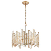 Atlas Lighting Equilibrium 19in 5-Light Chandelier | Modern Matte Gold and Polished Chrome Crystal | Dining Room & Living Room | Model CL12238-GD