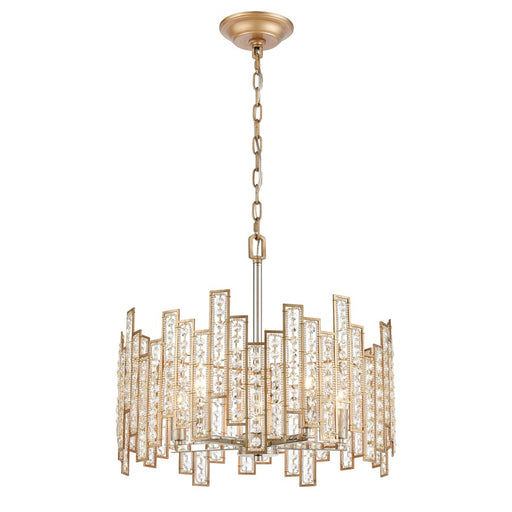 Atlas Lighting Equilibrium 19in 5-Light Chandelier | Modern Matte Gold and Polished Chrome Crystal | Dining Room & Living Room | Model CL12238-GD