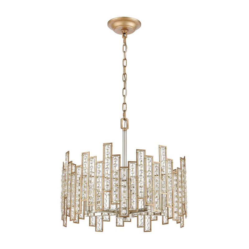 Atlas Lighting Equilibrium 19in 5-Light Chandelier | Modern Matte Gold and Polished Chrome Crystal | Dining Room & Living Room | Model CL12238-GD
