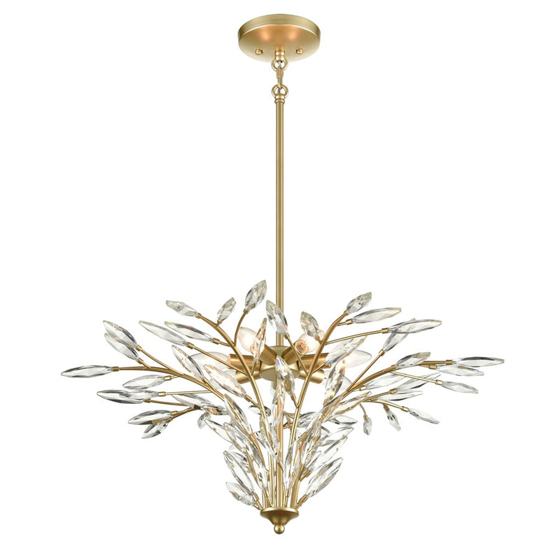 Atlas Lighting Flora Grace 28in 7-Light Chandelier | Traditional Champagne Gold and Clear Crystal | Dining Room & Entryway | Model CL12247-GD