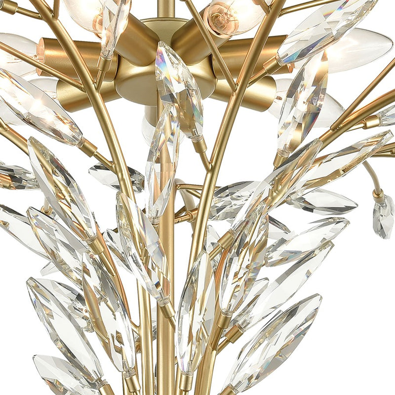 Atlas Lighting Flora Grace 28in 7-Light Chandelier | Traditional Champagne Gold and Clear Crystal | Dining Room & Entryway | Model CL12247-GD