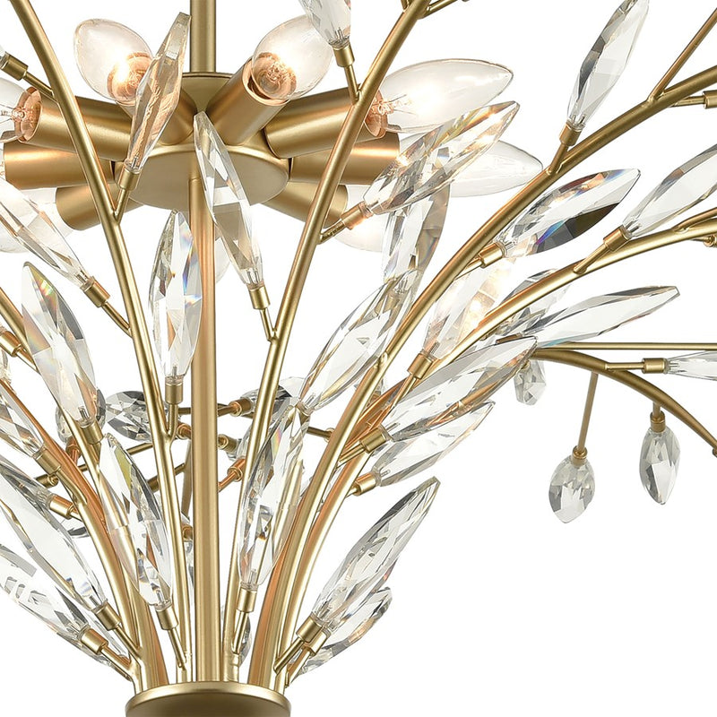 Atlas Lighting Flora Grace 38in 9-Light Chandelier | Traditional Champagne Gold and Clear Crystal | Dining Room & Entryway | Model CL12248-GD