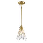 Atlas Lighting Flora Grace 7in 1-Light Mini Pendant | Traditional Champagne Gold and Clear Crystal | Kitchen Island & Dining Room | Model CL12250-GD
