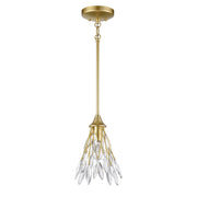 Atlas Lighting Flora Grace 7in 1-Light Mini Pendant | Traditional Champagne Gold and Clear Crystal | Kitchen Island & Dining Room | Model CL12250-GD