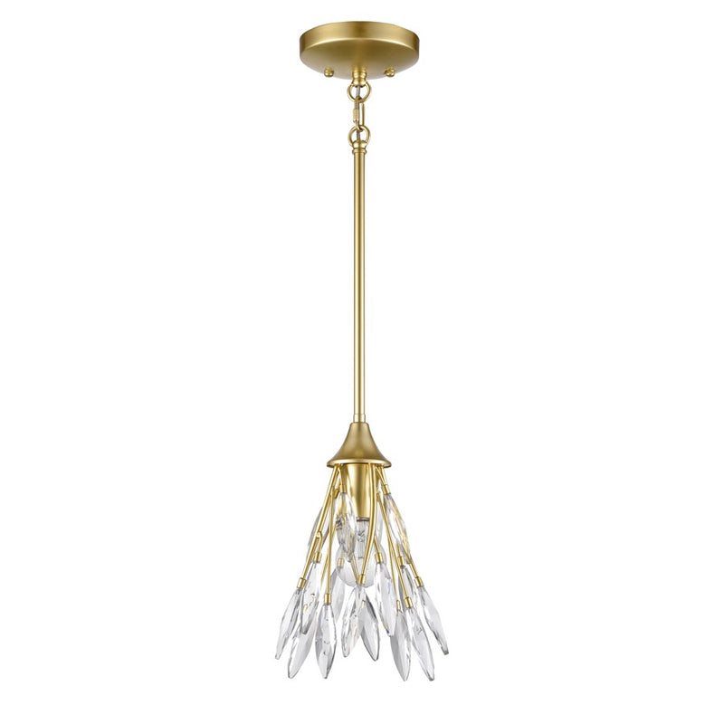 Atlas Lighting Flora Grace 7in 1-Light Mini Pendant | Traditional Champagne Gold and Clear Crystal | Kitchen Island & Dining Room | Model CL12250-GD