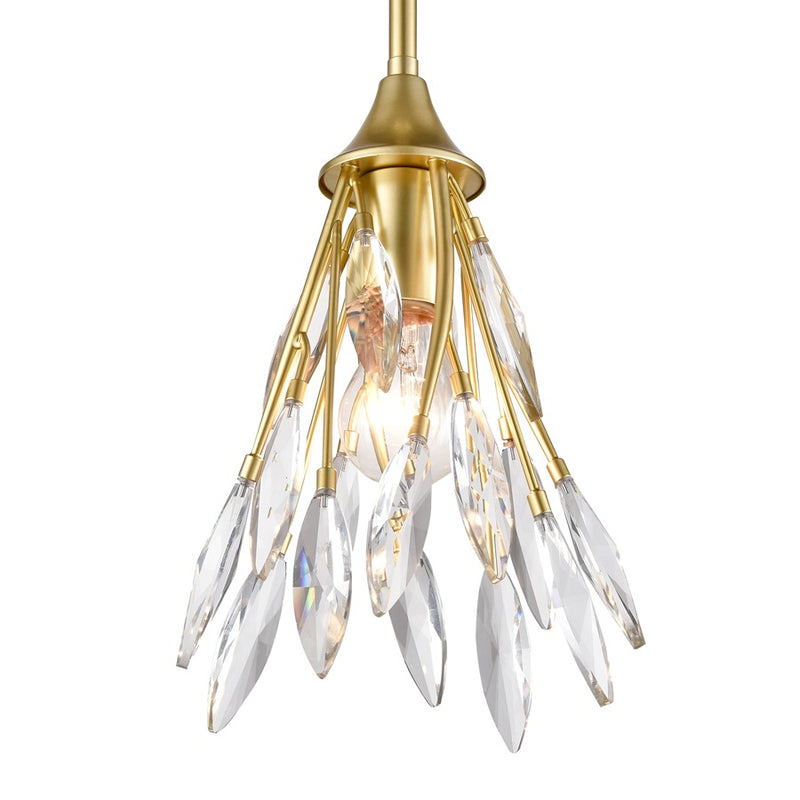 Atlas Lighting Flora Grace 7in 1-Light Mini Pendant | Traditional Champagne Gold and Clear Crystal | Kitchen Island & Dining Room | Model CL12250-GD
