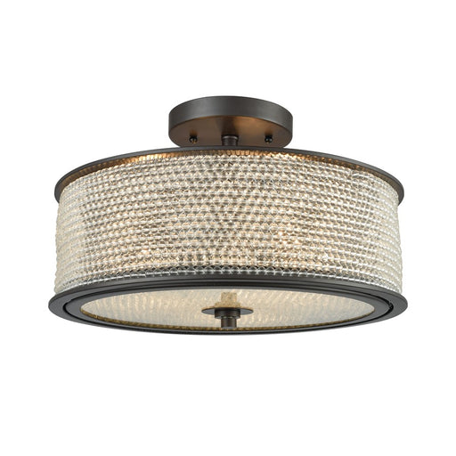 Atlas Lighting Glass Beads 16in 3-Light Semi-Flush Mount | Transitional Oil Rubbed Bronze and Clear Glass | Entryway & Hallway | Model CL12269-BZ