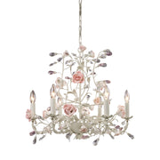 Atlas Heritage 22in 6-Light Chandelier | Traditional Cream Metal with Light Pink Accents | Dining Room & Living Room | Model CL12294-CR