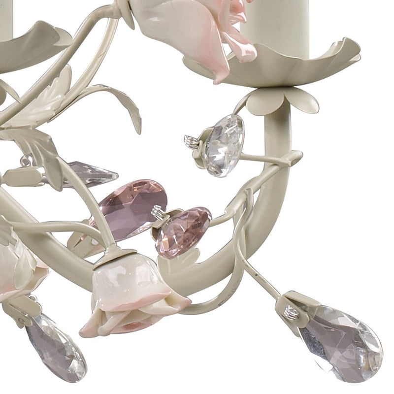 Atlas Heritage 22in 6-Light Chandelier | Traditional Cream Metal with Light Pink Accents | Dining Room & Living Room | Model CL12294-CR