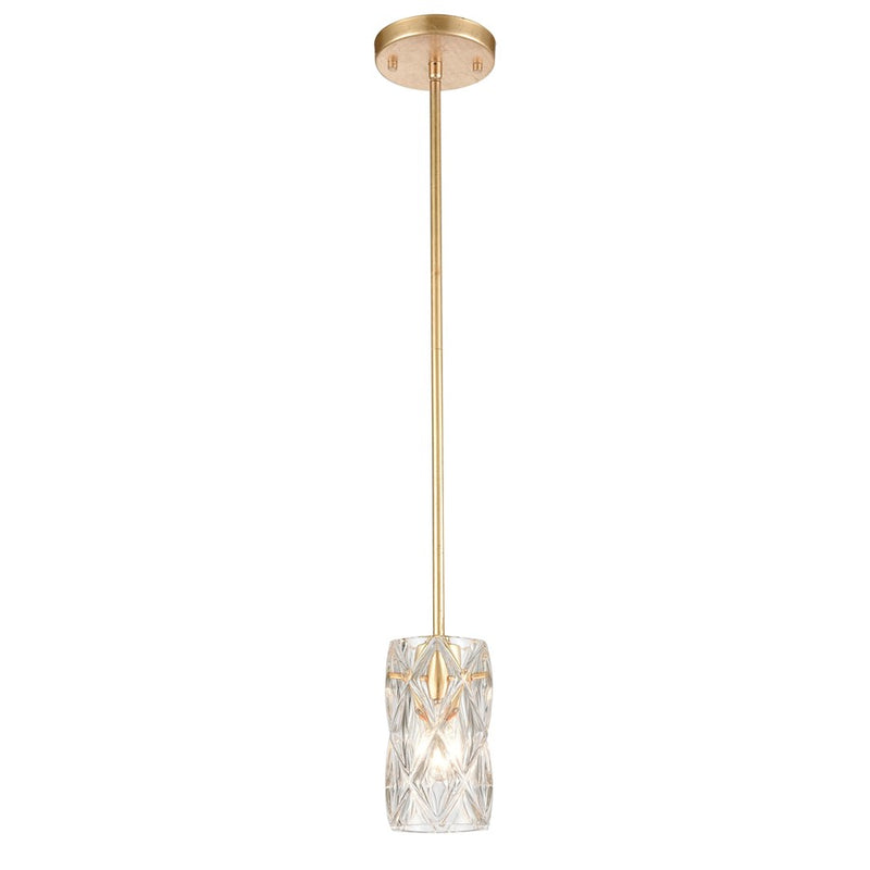 Atlas Jenning 4in 1-Light Mini Pendant | Modern Parisian Gold Leaf and Clear Glass | Kitchen Island & Dining Room | 4 x 4 x 7 in | Model CL12305-GD