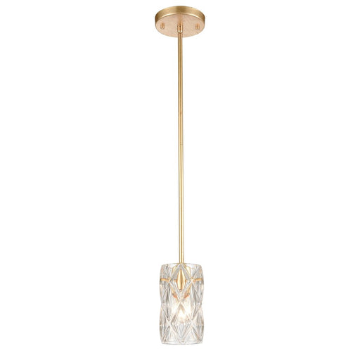 Atlas Jenning 4in 1-Light Mini Pendant | Modern Parisian Gold Leaf and Clear Glass | Kitchen Island & Dining Room | 4 x 4 x 7 in | Model CL12305-GD