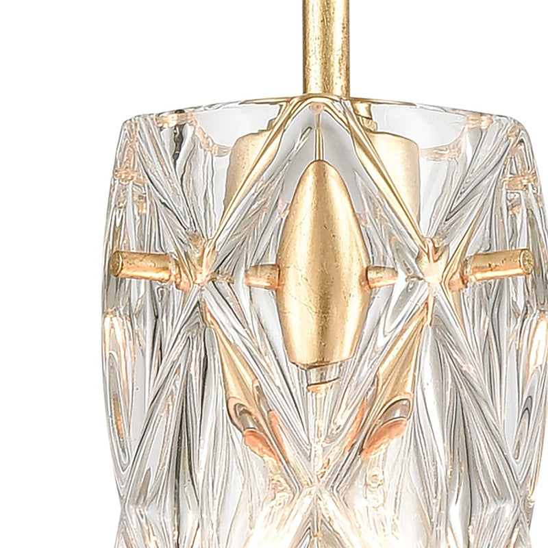 Atlas Jenning 4in 1-Light Mini Pendant | Modern Parisian Gold Leaf and Clear Glass | Kitchen Island & Dining Room | 4 x 4 x 7 in | Model CL12305-GD