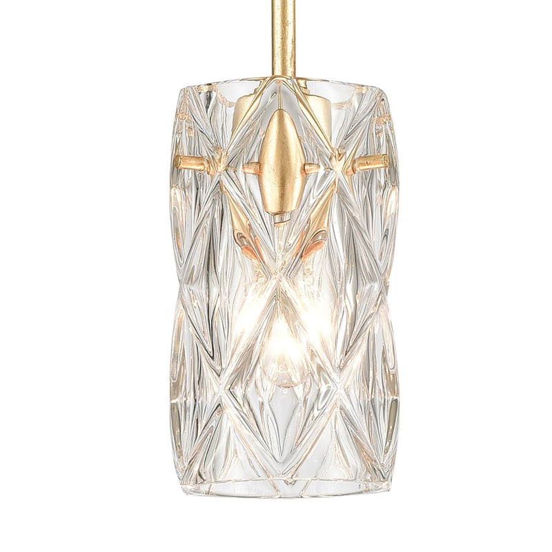 Atlas Jenning 4in 1-Light Mini Pendant | Modern Parisian Gold Leaf and Clear Glass | Kitchen Island & Dining Room | 4 x 4 x 7 in | Model CL12305-GD