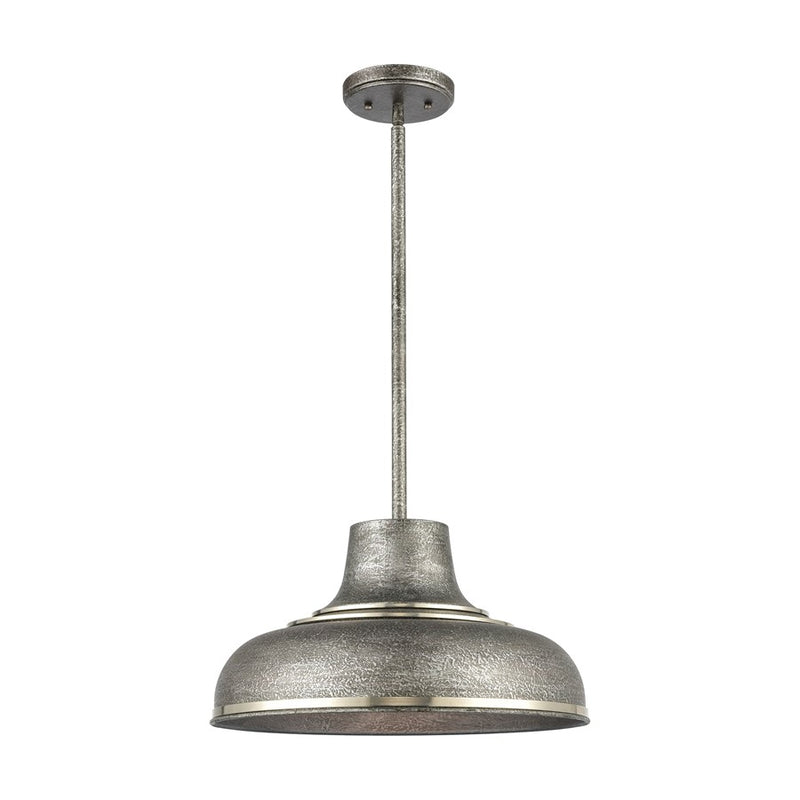 Atlas Kerin 16in 1-Light Pendant | Transitional Textured Silvery Gray and Polished Nickel Metal | Dining Room & Kitchen Island | Model CL12309-SV