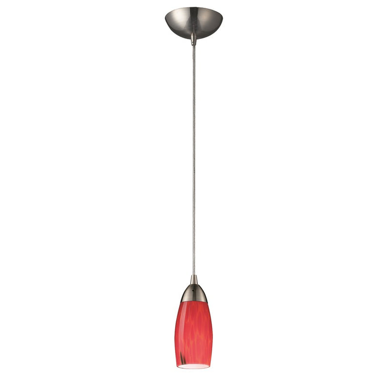 Atlas Milan 3in 1-Light Mini Pendant | Transitional Fire Red Glass and Satin Nickel Metal | Kitchen Island & Dining Room | Model CL12343-RD