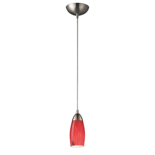 Atlas Lighting Milan 3''W 1Lt Pendant, Nickel/Fire Red Glass/Red