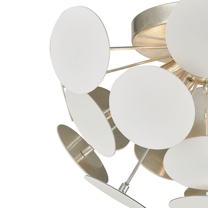 Atlas Lighting Modish 18in 4-Light Flush Mount | Modern Matte White and Silver Leaf Metal | Bedroom & Hallway Ceiling Light | Model CL12346-WH