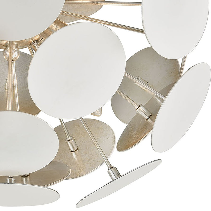 Atlas Lighting Modish 18in 4-Light Flush Mount | Modern Matte White and Silver Leaf Metal | Bedroom & Hallway Ceiling Light | Model CL12346-WH