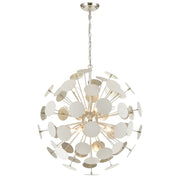 Atlas Lighting Modish 28in 8-Light Chandelier | Modern Matte White and Silver Leaf Metal | Dining Room & Living Room | Model CL12348-WH