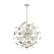 Atlas Lighting Modish 28in 8-Light Chandelier | Modern Matte White and Silver Leaf Metal | Dining Room & Living Room | Model CL12348-WH