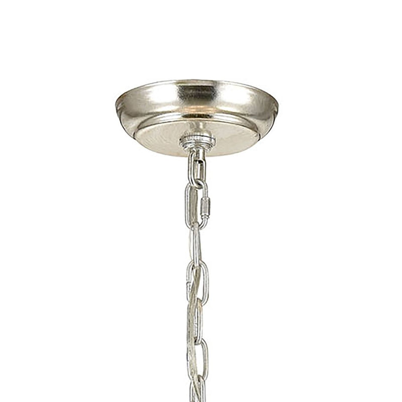Atlas Lighting Modish 28in 8-Light Chandelier | Modern Matte White and Silver Leaf Metal | Dining Room & Living Room | Model CL12348-WH