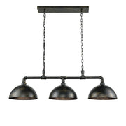 Atlas Lighting Mulvaney 49in 3-Light Chandelier | Industrial Black and Brushed Gold Metal | Dining Room & Living Room | Model CL12355-BK