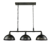 Atlas Lighting Mulvaney 49in 3-Light Chandelier | Industrial Black and Brushed Gold Metal | Dining Room & Living Room | Model CL12355-BK
