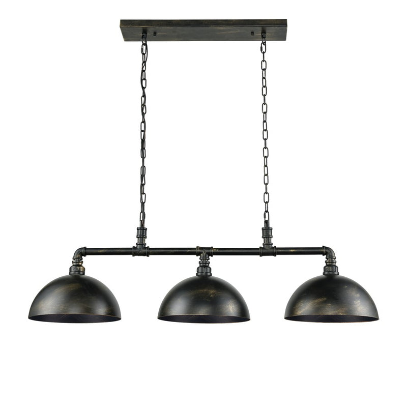 Atlas Lighting Mulvaney 49in 3-Light Chandelier | Industrial Black and Brushed Gold Metal | Dining Room & Living Room | Model CL12355-BK
