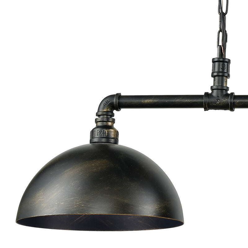 Atlas Lighting Mulvaney 49in 3-Light Chandelier | Industrial Black and Brushed Gold Metal | Dining Room & Living Room | Model CL12355-BK
