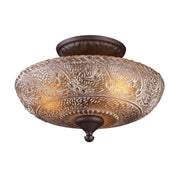 Atlas Lighting Norwich 14in 3-Light Semi-Flush Mount | Traditional Oil Rubbed Bronze and Amber Glass | Entryway & Hallway | Model CL12362-BZ