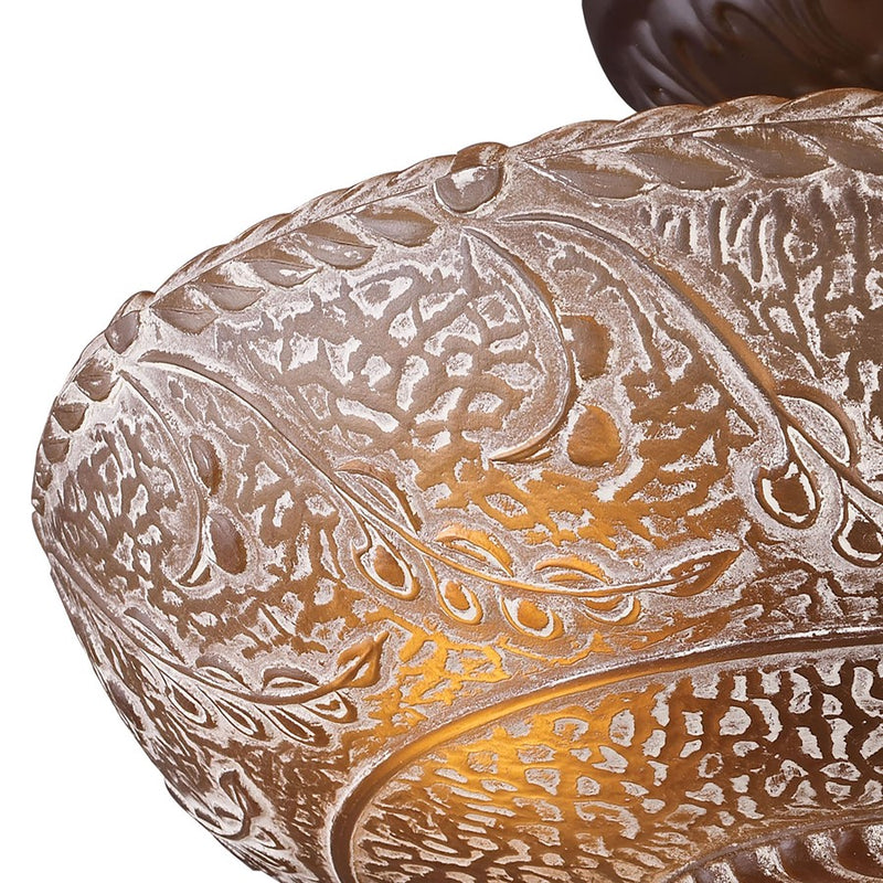 Atlas Lighting Norwich 14in 3-Light Semi-Flush Mount | Traditional Oil Rubbed Bronze and Amber Glass | Entryway & Hallway | Model CL12362-BZ