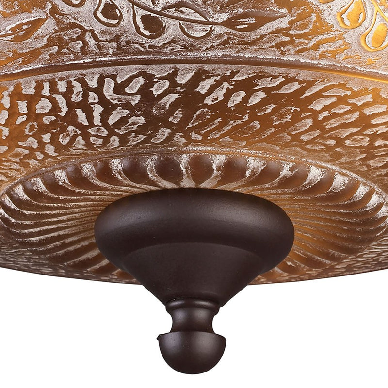 Atlas Lighting Norwich 14in 3-Light Semi-Flush Mount | Traditional Oil Rubbed Bronze and Amber Glass | Entryway & Hallway | Model CL12362-BZ