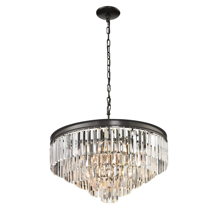 Atlas Lighting Palacial 24'' Wide 6Lt Chandelier, Bronze/Clear