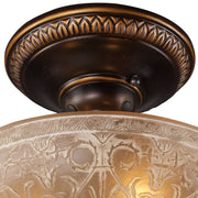 Atlas Lighting Restoration 12in 3-Light Semi-Flush Mount | Traditional Golden Bronze and Amber Glass | Dining Room & Living Room | Model CL12397-BZ