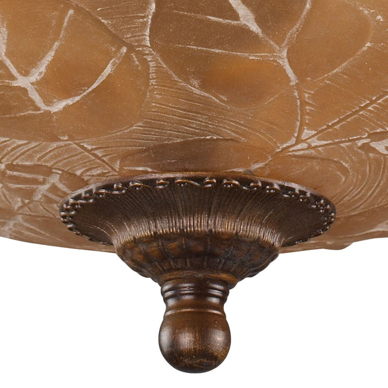 Atlas Lighting Restoration 16in 3-Light Semi-Flush Mount | Traditional Golden Bronze and Amber Glass | Entryway & Hallway | Model CL12401-BZ