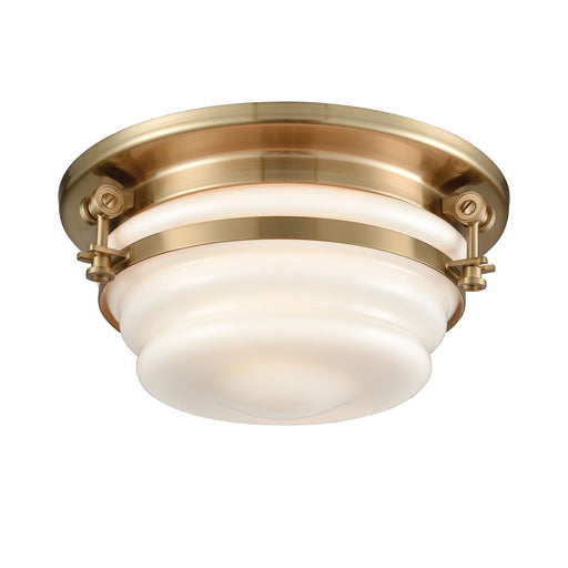 Atlas Lighting Riley 12'' Wide 2Lt Flush Mount, Satin Brass/White