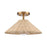 Atlas Lighting Rydell 14''W 1Lt Semi Flush, Gold/Rattan/Natural