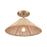 Atlas Lighting Rydell 14''W 1Lt Semi Flush, Gold/Rattan/Natural
